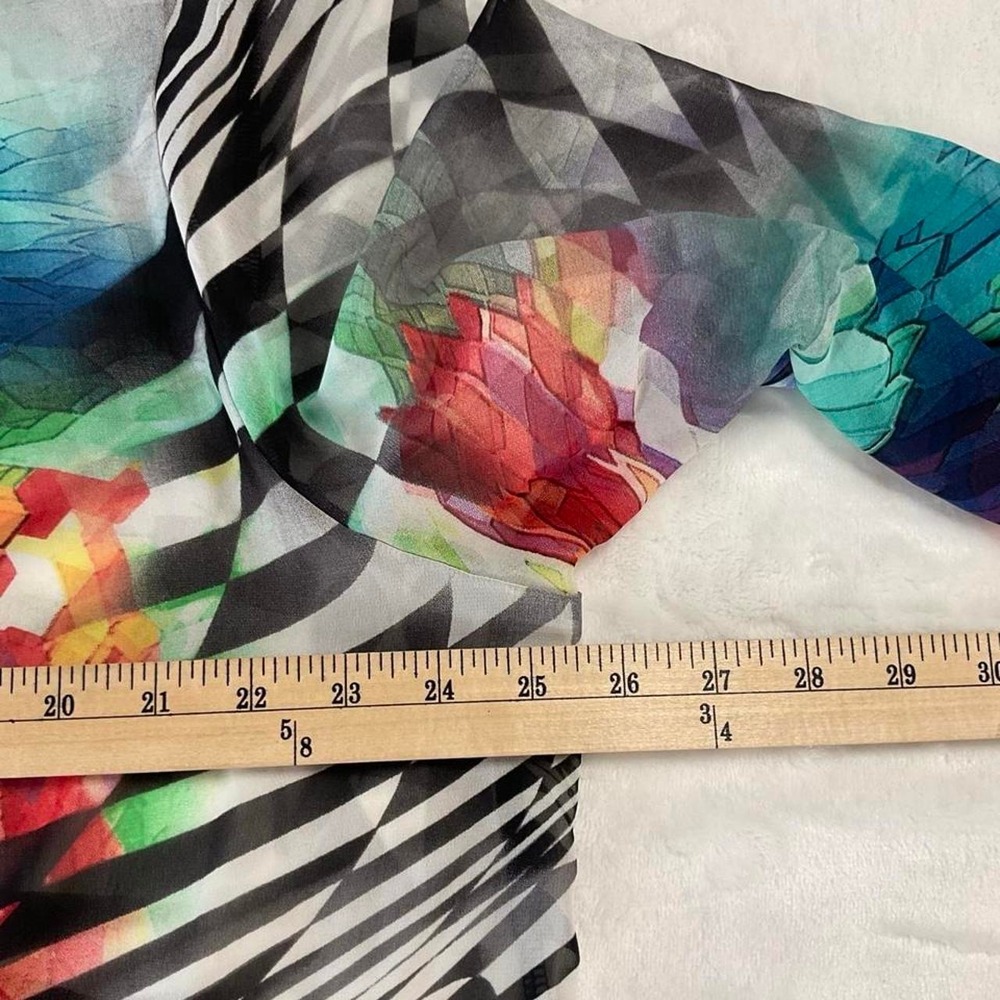 Avenue Sheer Kimono Topper Beach Cover Up Black White Vibrant Open Size 18/20 - Picture 5 of 6